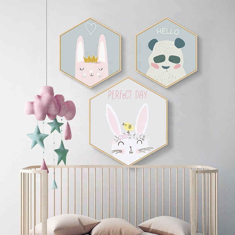 Nordic Lovely Bear Canvas Art Print Animal Nursery Wall Painting Decorative Picture Kid Baby Girl Bedroom Decoration