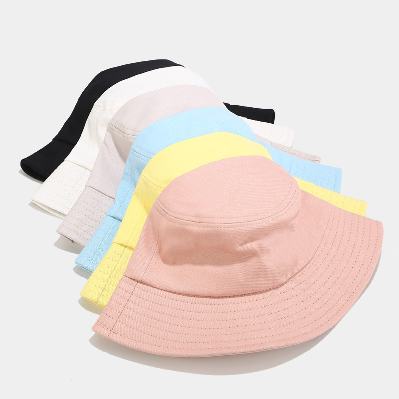 Wholesale Outdoor Flat Top Wide Brim Summer Cap custom Embroidery Logo Bucket Hat Fisherman Designed foldable cotton Bucket Hats