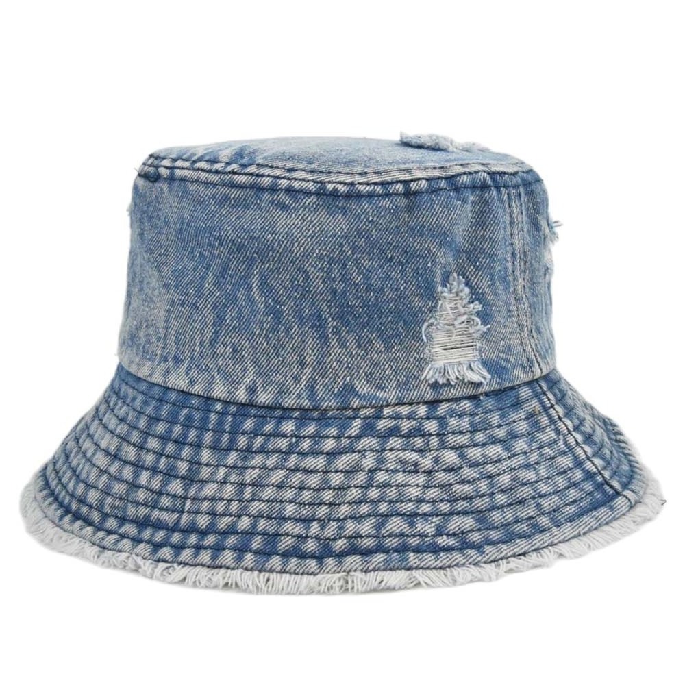 2024 new Resort Vacation Distressed Cotton jeans blank Hat Traveling Fashion Women Stylish Sun jean Denim Bucket has for women