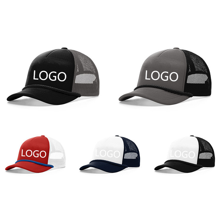 2024 new product Blank hats wholesale rope 5 panel richardson trucker hat foam mesh cap rope hats with custom logo