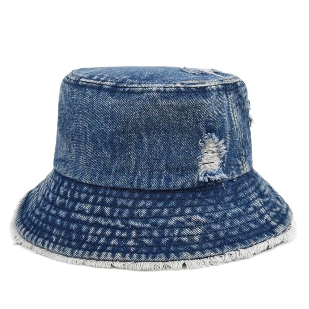 2024 new Resort Vacation Distressed Cotton jeans blank Hat Traveling Fashion Women Stylish Sun jean Denim Bucket has for women