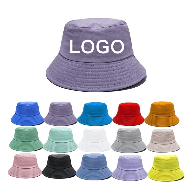 Custom sublimated 3d Embroidery Logo fisherman hat Flat Top Wide Brim Cotton foldable Vintage Denim washed bucket hat for women