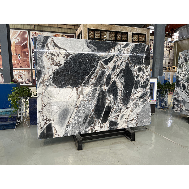 Black Tone Milky Way galaxy Marble Moulding Bathroom Decoration Alabaster Marble Tile Stone Slab