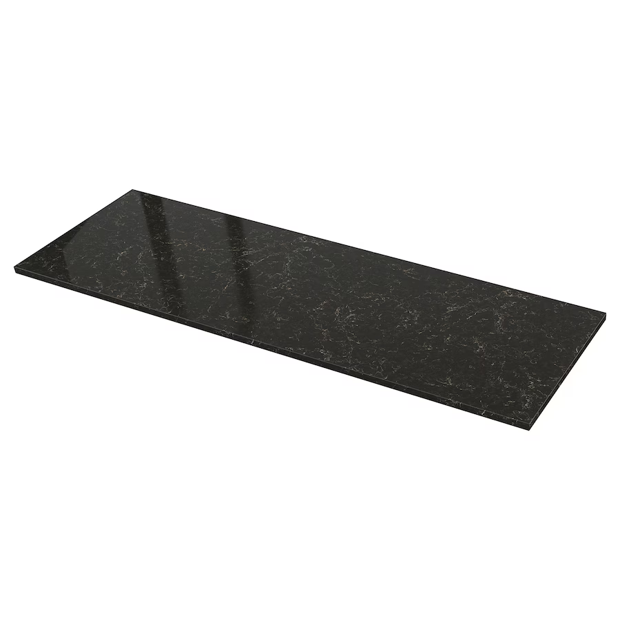 Customized Artificial Composite Stone Sparkle Quartz countertops sheet black Engineered quartz stone