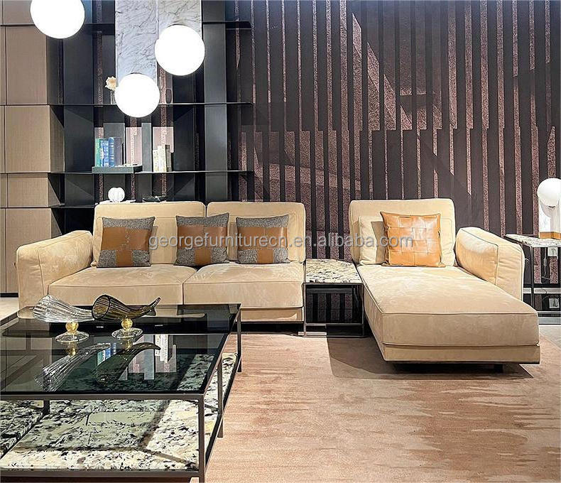 Microfiber Fabric Luxury Sectional Italian sofa Design Sofas Living Room Leather Modern style commercial Couch Sofa