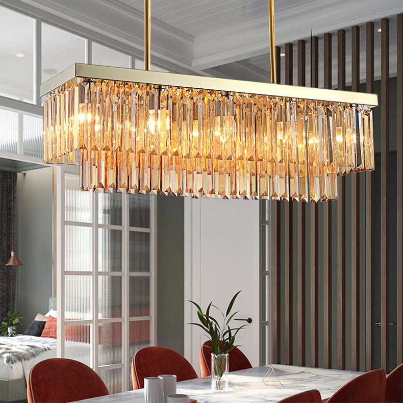 Modern Hanging Pendant Light Contemporary Acrylic Gold New Design Square Lamp Dining Room Living Room Led Chandelier