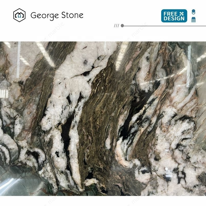 Luxury Emerald Green Quartzite slabs high quality polish for project design QT-014 onyx stone Marble