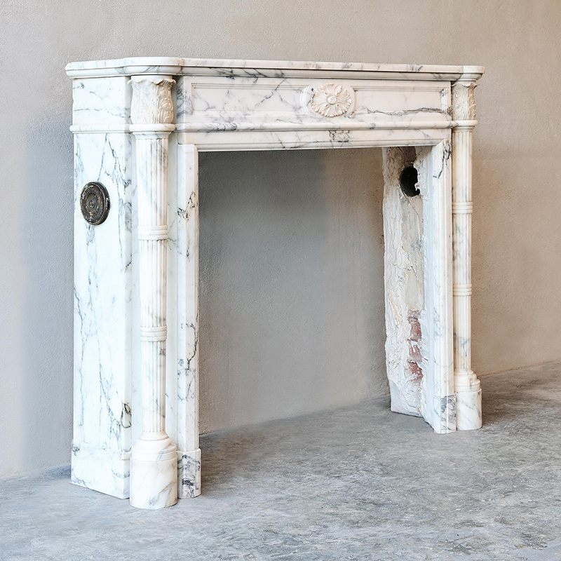 Indoor Use Fireplace Mantle Of Natural Stone Marble Fireplace