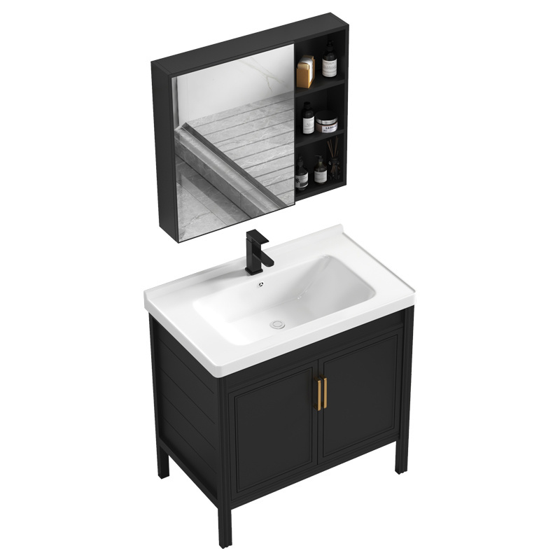 cheaper price  Modern vanity wooden panel bathroom cabinet with mirror toilet vanity storage sink bathroom cabinet