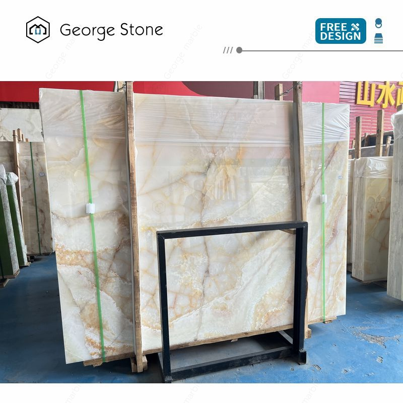 Factory Price Large Big Snow White Crystal Onyx Stone Stock Marble Carrera Slab Floor Tile With Orange Gold Brown Yellow Veins