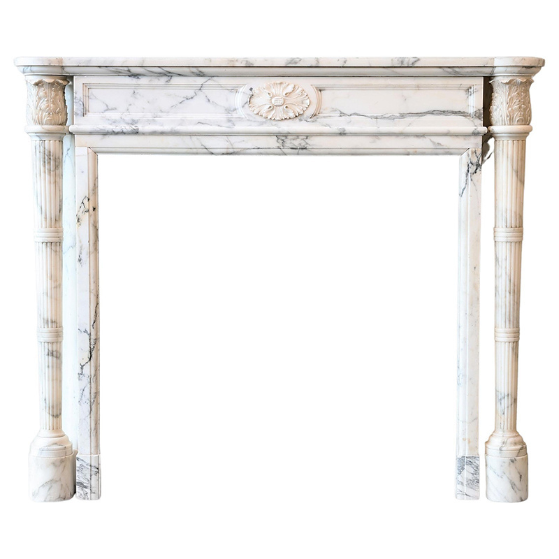 Indoor Use Fireplace Mantle Of Natural Stone Marble Fireplace