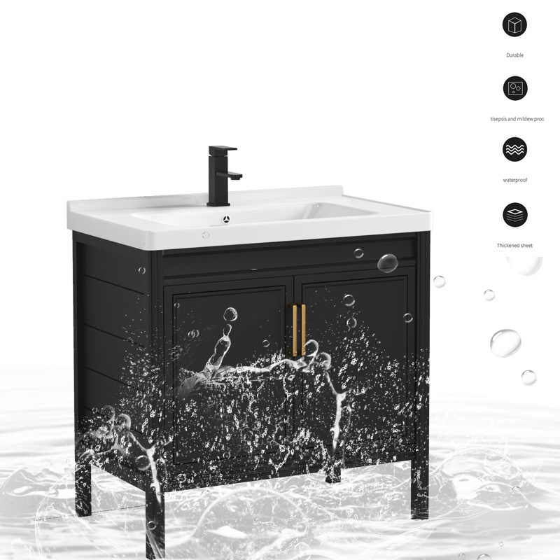 cheaper price  Modern vanity wooden panel bathroom cabinet with mirror toilet vanity storage sink bathroom cabinet