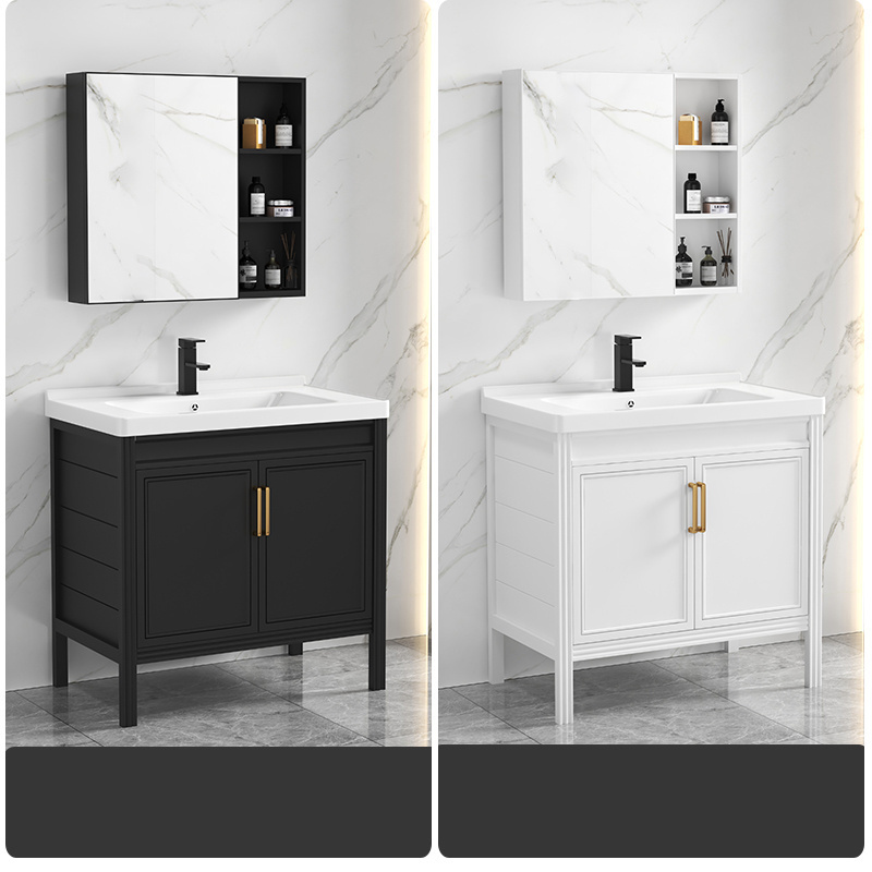 cheaper price  Modern vanity wooden panel bathroom cabinet with mirror toilet vanity storage sink bathroom cabinet