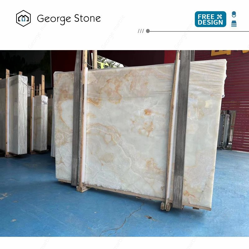 Factory Price Large Big Snow White Crystal Onyx Stone Stock Marble Carrera Slab Floor Tile With Orange Gold Brown Yellow Veins