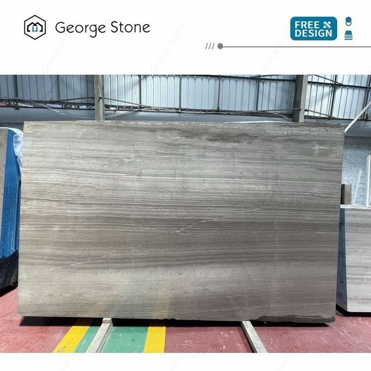 Popular Grey Wooden Marble Slab Polished Slabs Tiles And Cut To Size For Projects