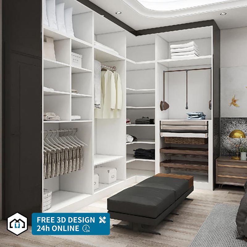 Customized Modular mdf hotel full luxury bedroom storage cabinet furniture modern black armoire wardrobe closets designs