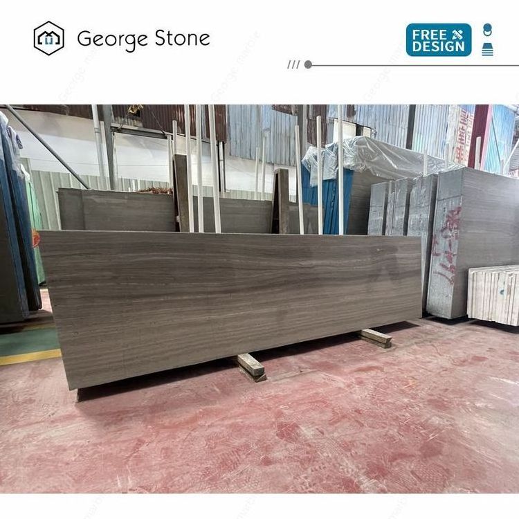 Popular Grey Wooden Marble Slab Polished Slabs Tiles And Cut To Size For Projects