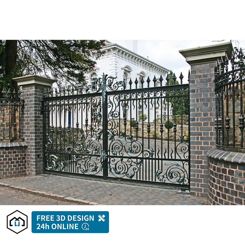 European style Automatic modern house grill designs front door wrought iron main gate for garden