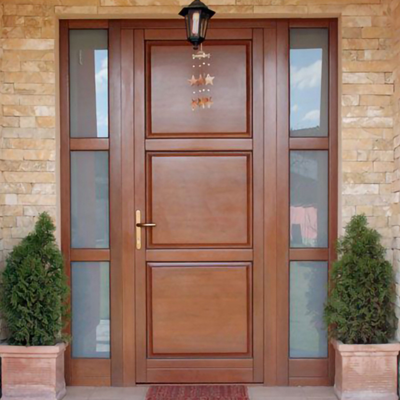 doors italy American Automatic Prehung Modern Design Exterior Entrance Solid Wooden Front Entry Door With Sidelight