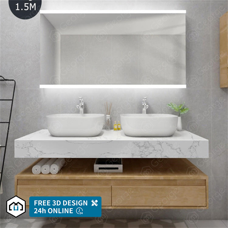 Modern automatic Bathroom Furniture Sets High Quality Bathroom Vanity Mirror Poly Wood Modern Bathroom Cabinet