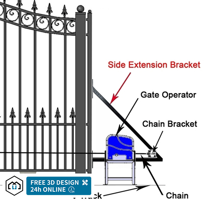 Automatic New design decorative wrought iron gate ornaments driveway gates