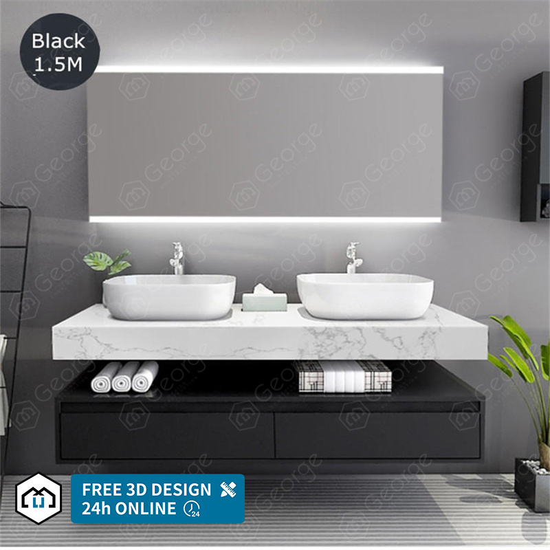 Modern automatic Bathroom Furniture Sets High Quality Bathroom Vanity Mirror Poly Wood Modern Bathroom Cabinet