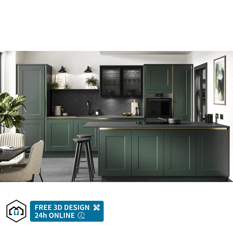 automatic Modular Dark Wood Color PVC MDF Kitchen Furniture Kitchen Cabinets