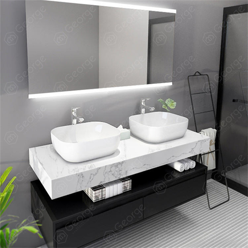 Modern automatic Bathroom Furniture Sets High Quality Bathroom Vanity Mirror Poly Wood Modern Bathroom Cabinet