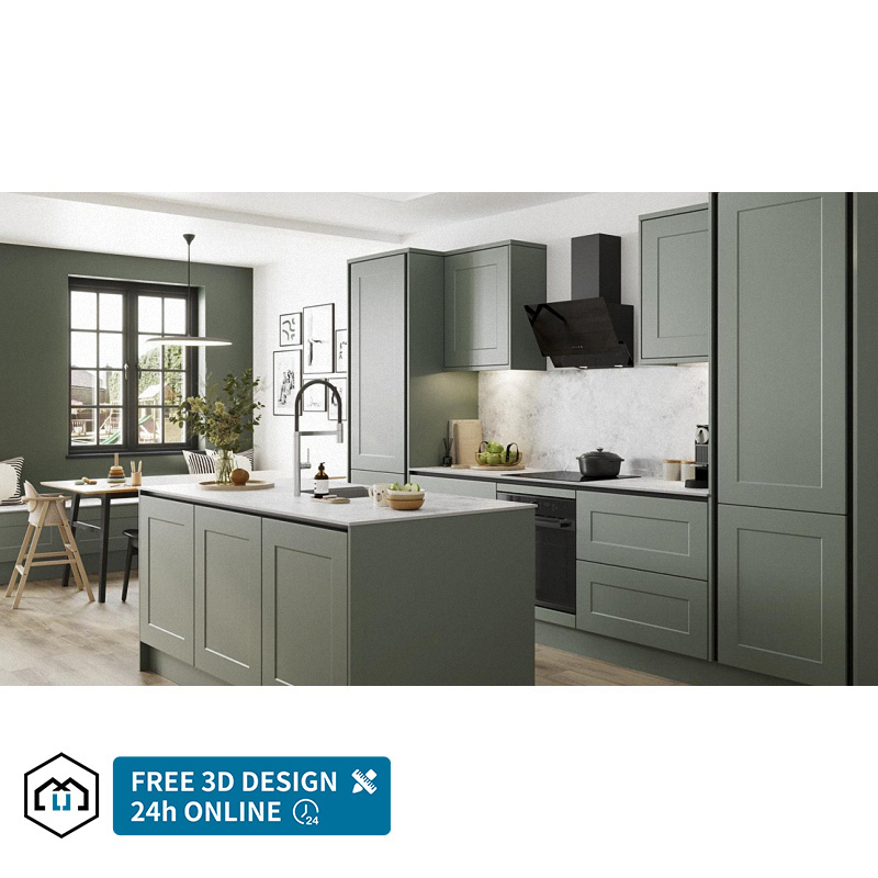 APP Luxury Kitchen Furniture Cabinets Raised Door Design Ready To Assembled Complete Set Solid Wood Modular Kitchen Cabinets