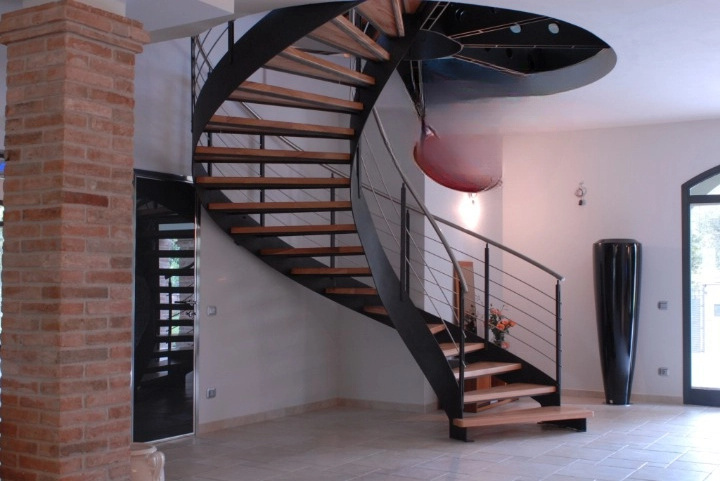 Elevate Your Space Floating Staircase Design Wooden Step Stools and Indoor Stair Handrails