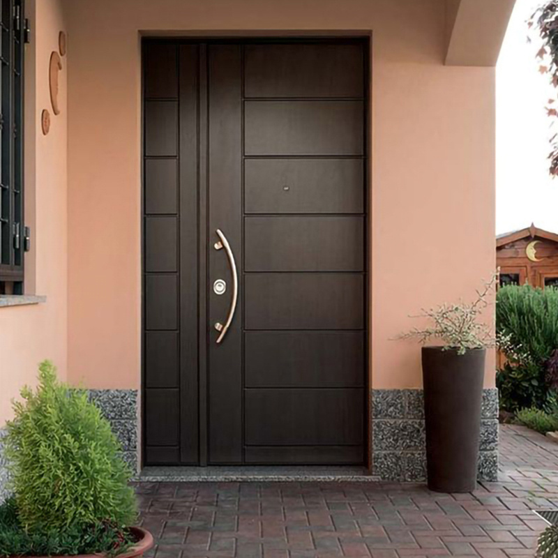 doors italy American Automatic Prehung Modern Design Exterior Entrance Solid Wooden Front Entry Door With Sidelight