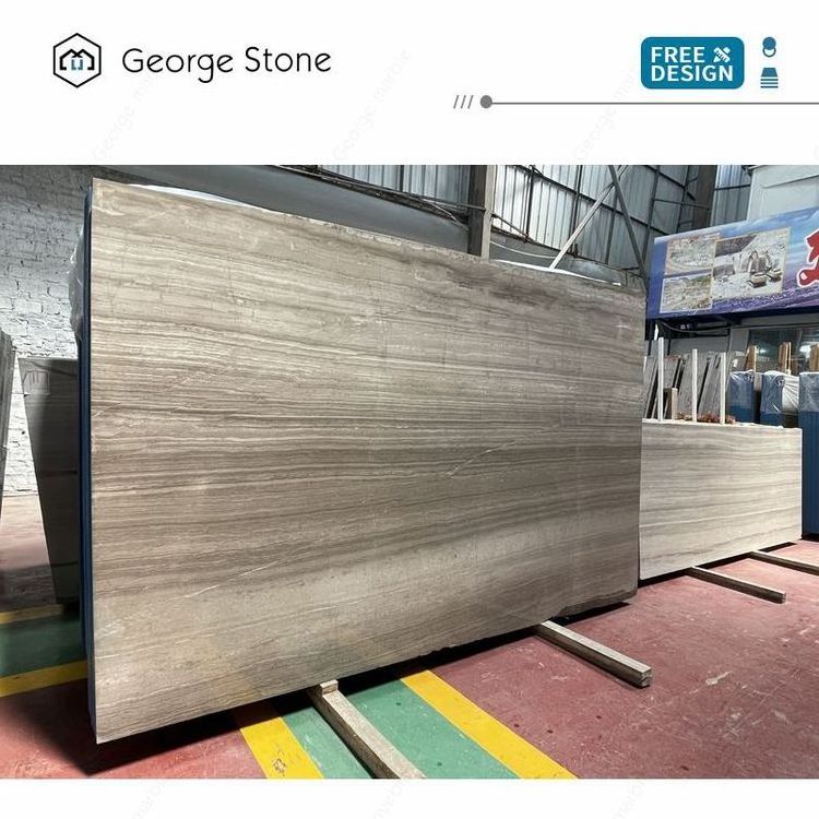 Popular Grey Wooden Marble Slab Polished Slabs Tiles And Cut To Size For Projects