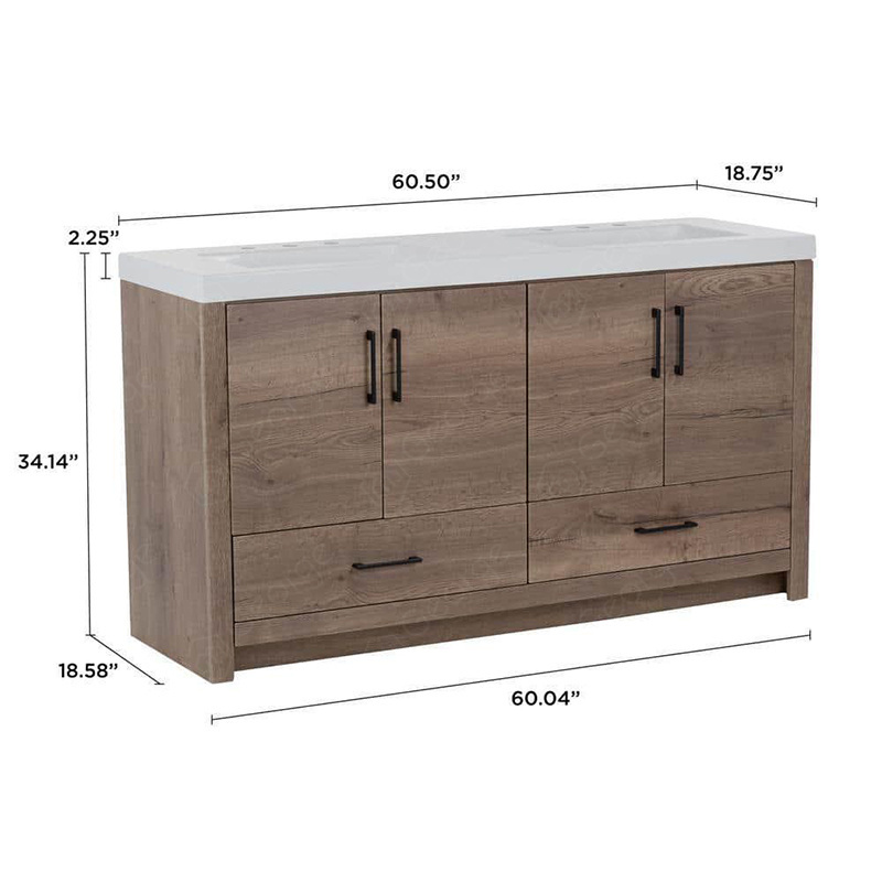 Floor Standing wooden Tall Bathroom Storage Cabinet with Shelves and Drawers for bedroom