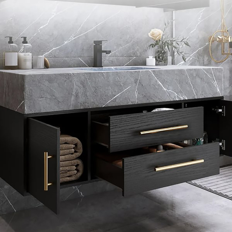 Home Use Luxury Gray Style marble top Single Sink Floating Bathroom Vanities For Sale