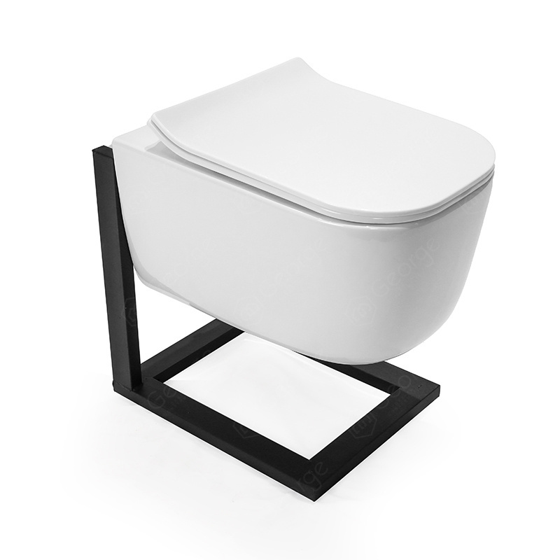 Modern mounted colored bowl wc set commode luxury one piece hang matte black color wall hung toilet