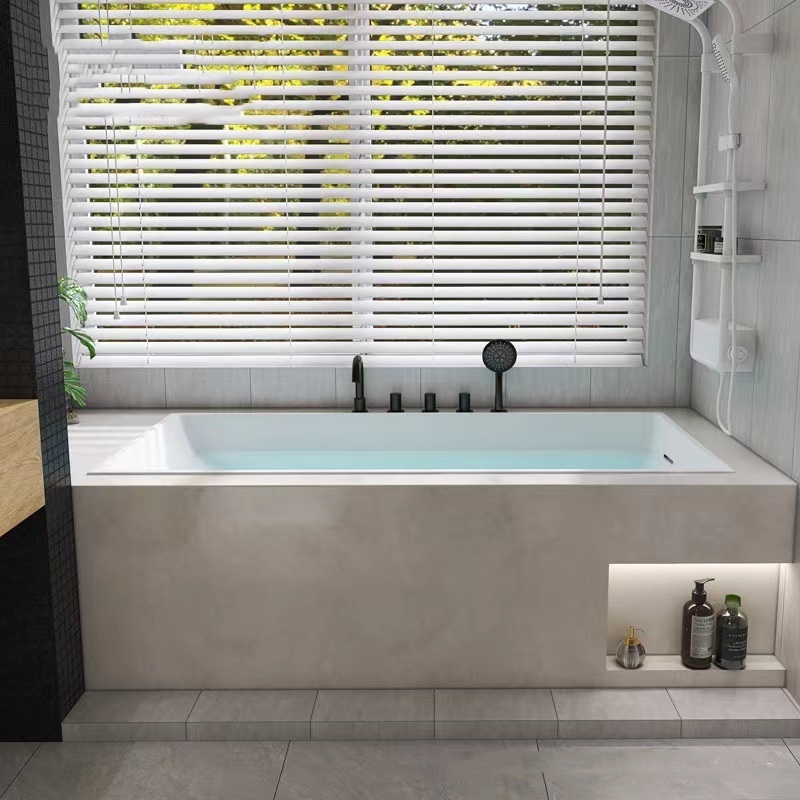 Luxurious  Embedded Bathtub Customized Rectangle High Quality Bath Tub Empty Acrylic Bathtub