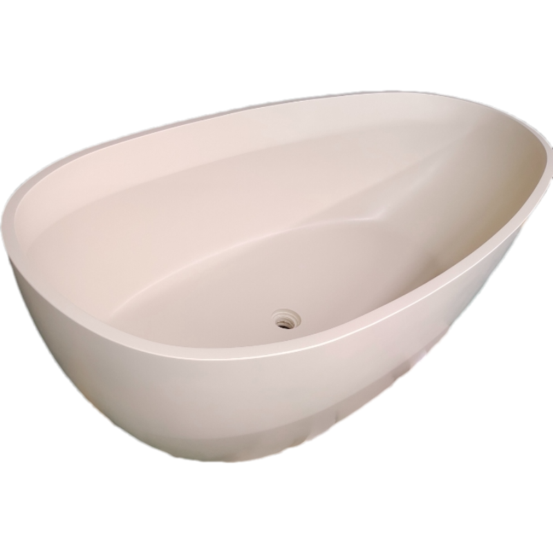 Customized Beige Cream Bathtub Whirlpools Solid Surface Stone Bathtub For Home Bathroom Hotel