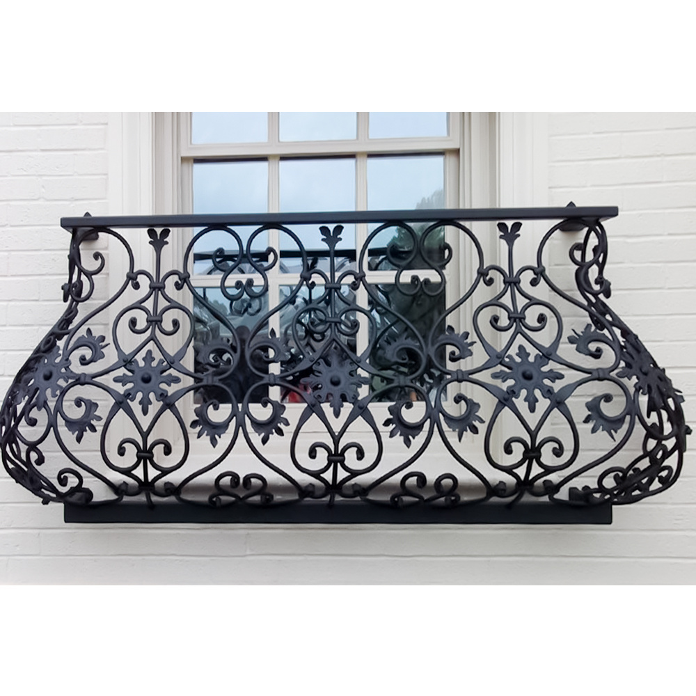 Stylish Wrought Iron Outdoor Window Railings Cast Iron Security Window Guards Balcony Decor Exterior For Houses