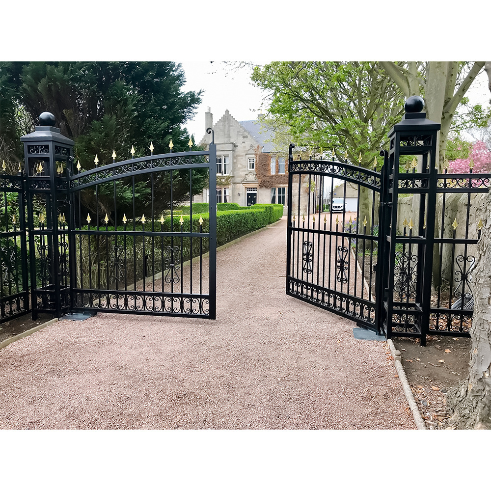 Excellent driveway automatic double swing wrought iron gates house main entry gate for manor house