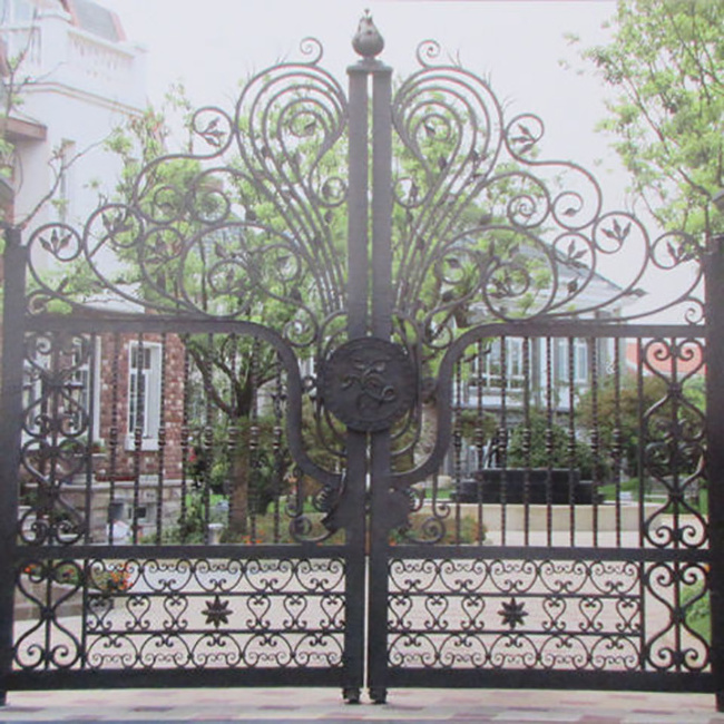 Excellent driveway automatic double swing wrought iron gates house main entry gate for manor house