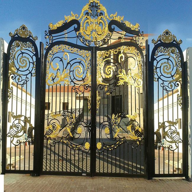 Excellent driveway automatic double swing wrought iron gates house main entry gate for manor house