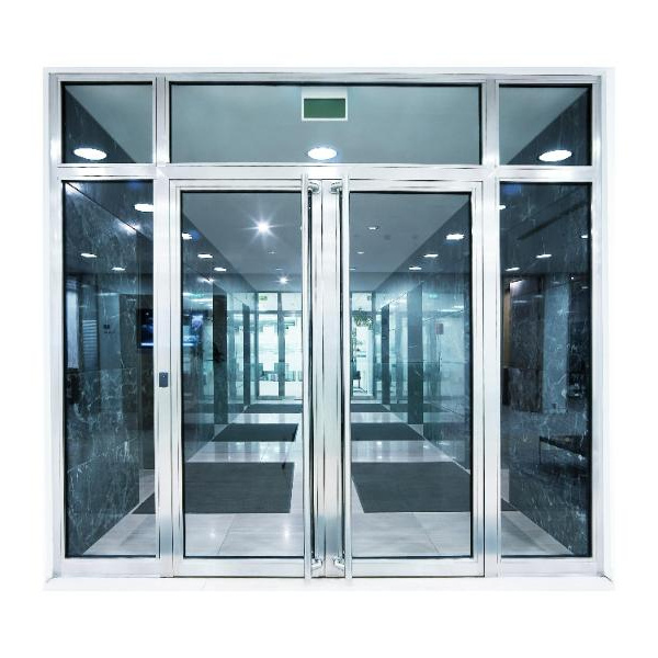 Commercial Glass Steel Store Front Door 2 Panel Swing Safety Doors Entrance Front Store Gate