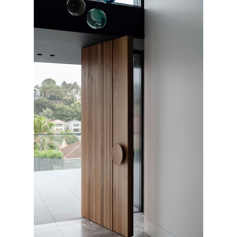 Luxury Solid Wood Swing High Strength Pivot Door Design Exterior Entry Front Entry Doors With Smart Lock