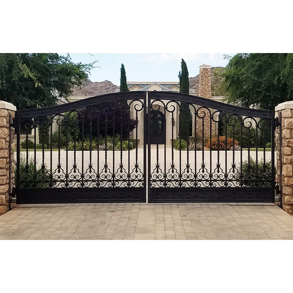 Villa Used Iron Modern Automatic Luxury Steel Villa Customized Size Swing Driveway Gates Wrought Iron Main Gate Designs