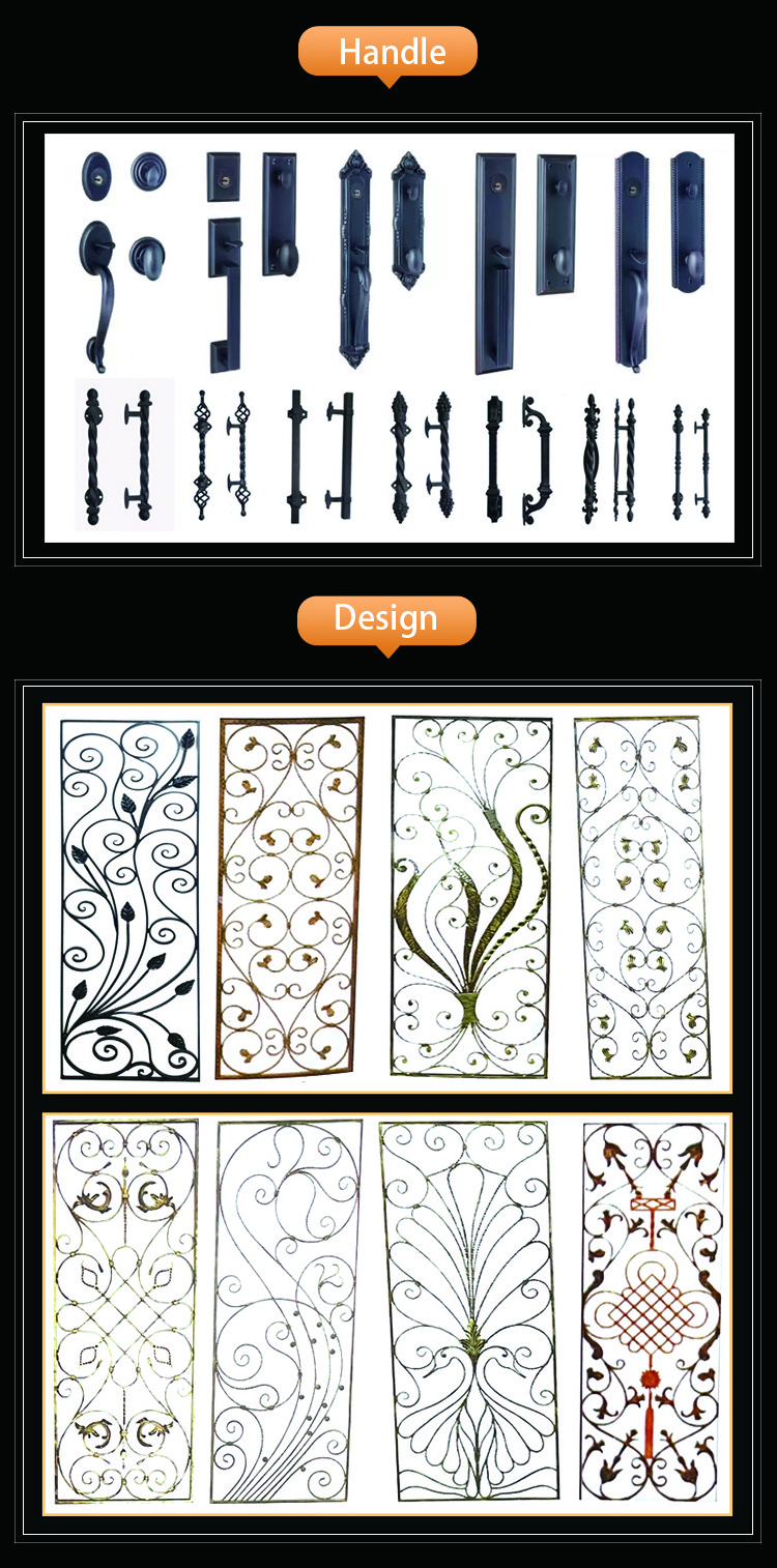 Hot Sale High Quality Exterior Burglar Proof Other Cast Iron Doors Main Entry Front French Wrought Iron Doors For House