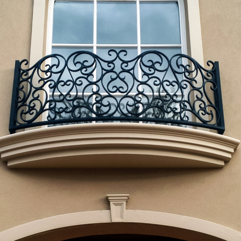 Stylish Wrought Iron Outdoor Window Railings Cast Iron Security Window Guards Balcony Decor Exterior For Houses