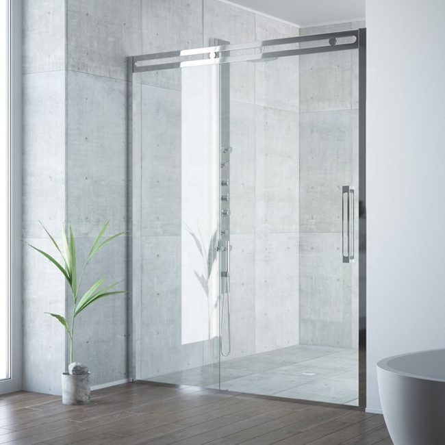 High quality shower enclosure hotel frameless frosted tempered sliding glass shower door