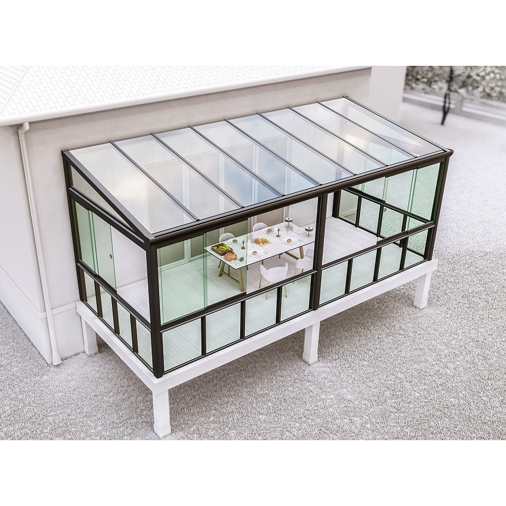 Free standing sunrooms 4 season aluminum glass houses tiny house slant greenhouses for sale