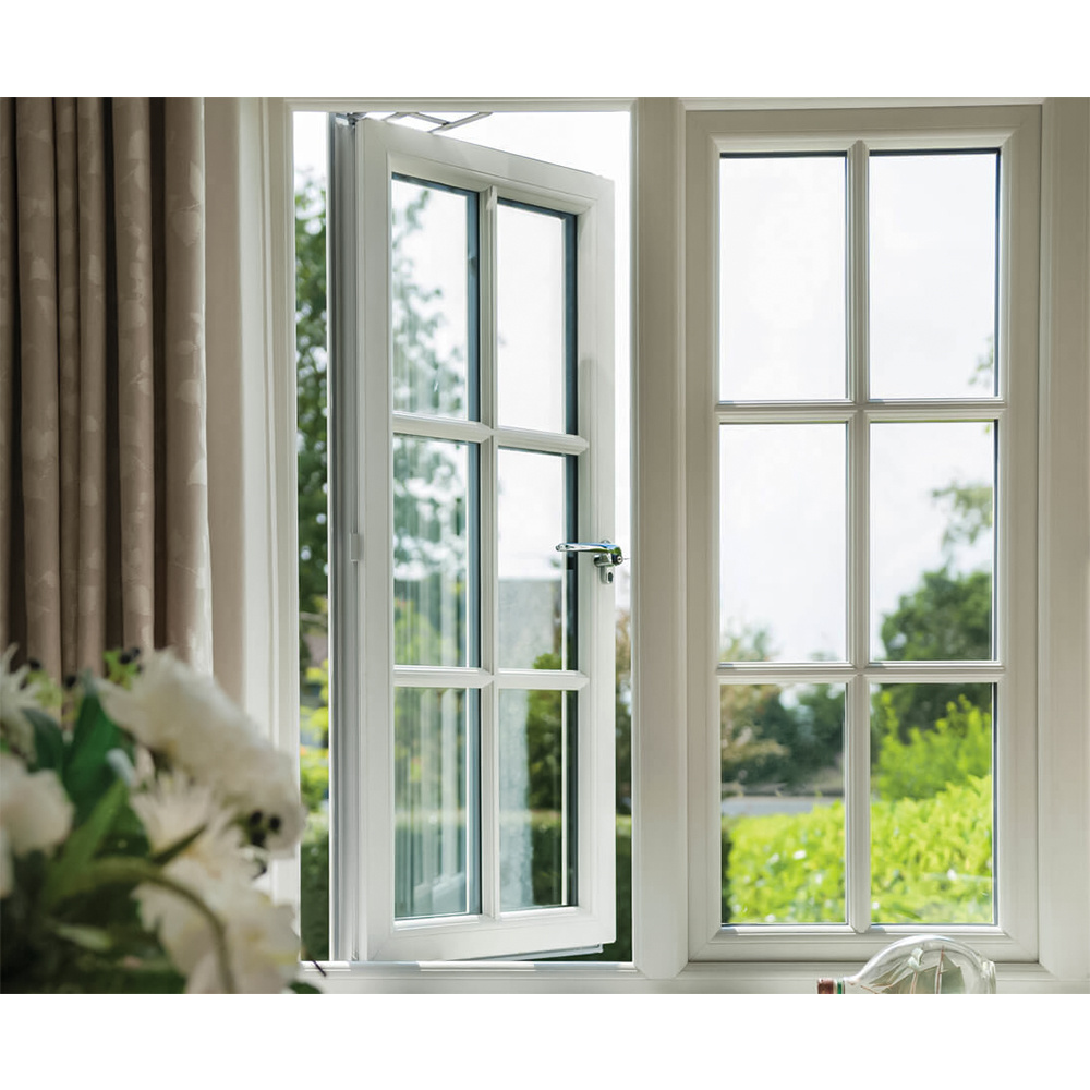 Pvc upvc vinyl windows hot insulation and soundproof casement window with double tempered glass