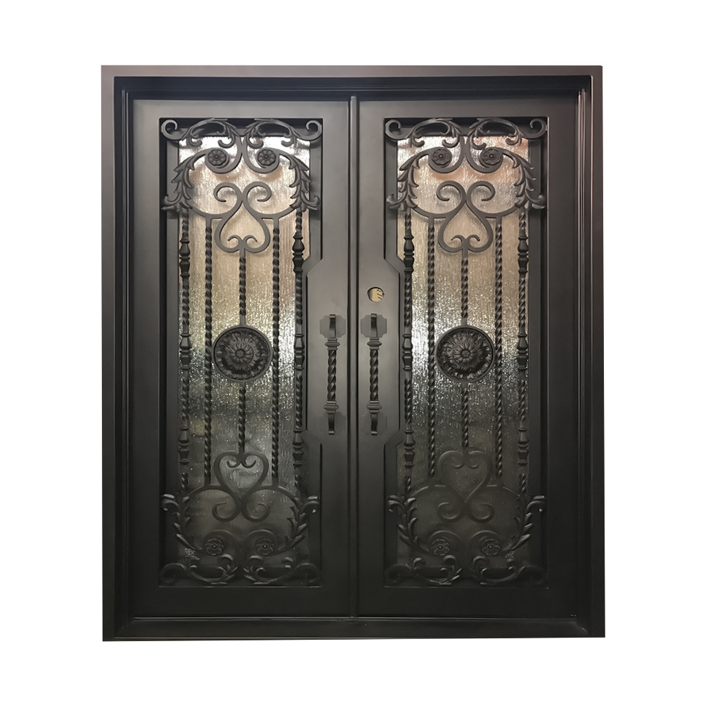 Modern Smart Lock Front Entrance Door Entry Security Steel Doors Exterior Wrought Iron Glass Graphic Design Tropical GEORGIA